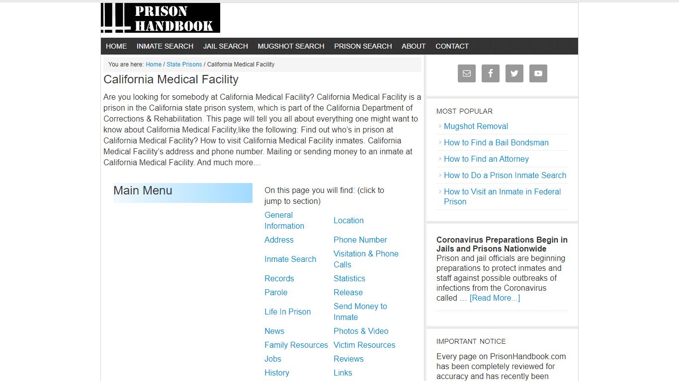 California Medical Facility - Prison Handbook