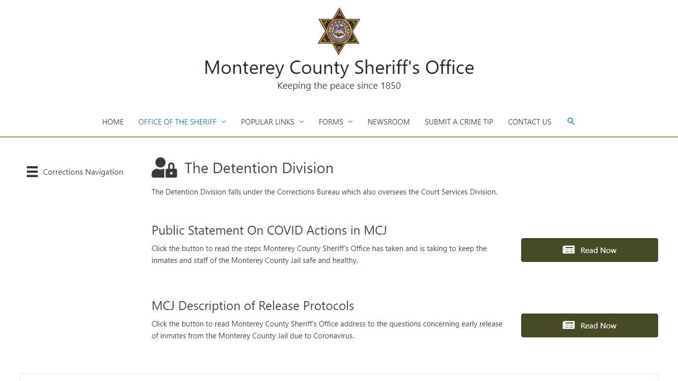 Detention Division (Jails) – Monterey County Sheriff's Office